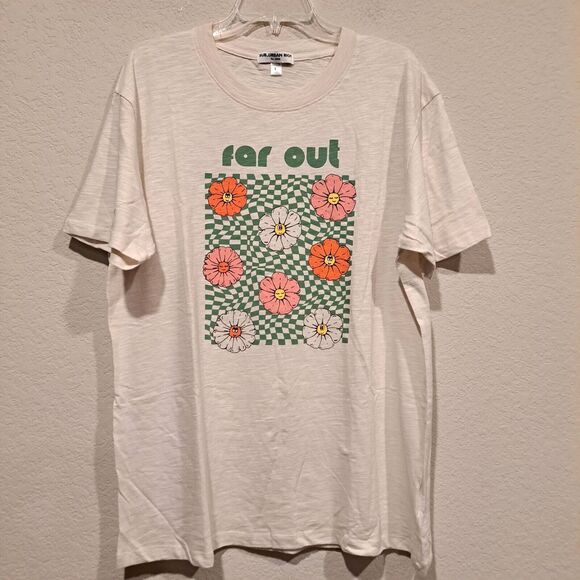Suburban Riot SBR Far Out Boyfriend Tee Funky Flowers Groovy Size Large NWOT - Picture 1 of 7